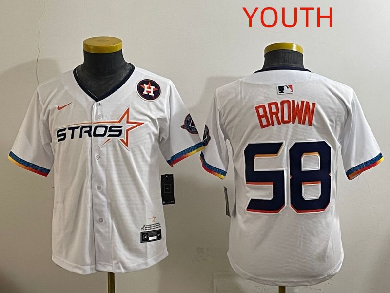 Youth Houston Astros #58 Brown White Fourth generation Joint Name 2025 Nike MLB Jersey style 3